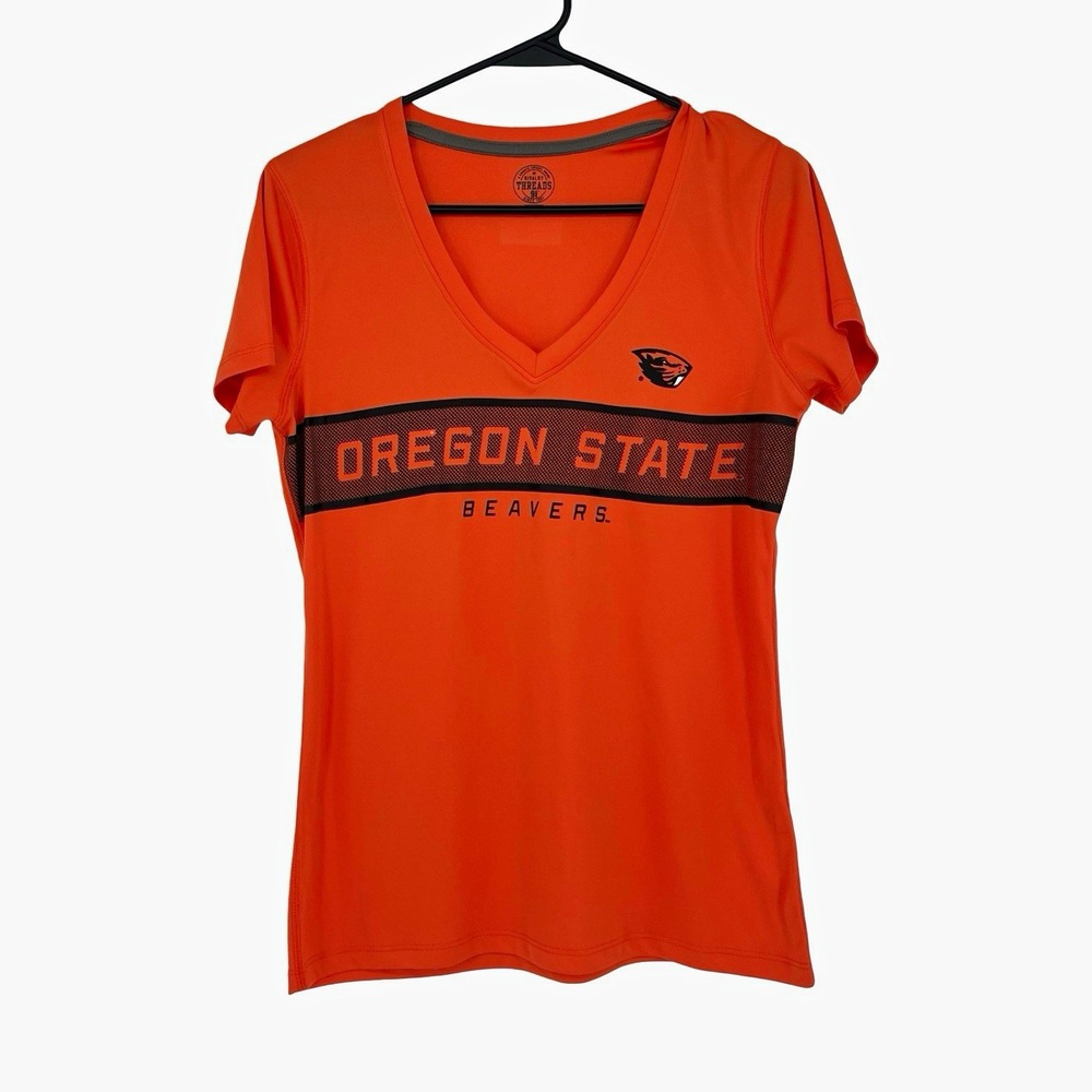 Oregon State Beavers Women's Medium V Neck Performance T Shirt NCAA Orange